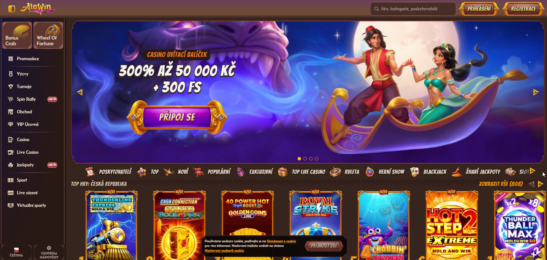 Alawin Casino nabízí svým uživatelům při registraci 300% bonus a 300 roztočení zdarma