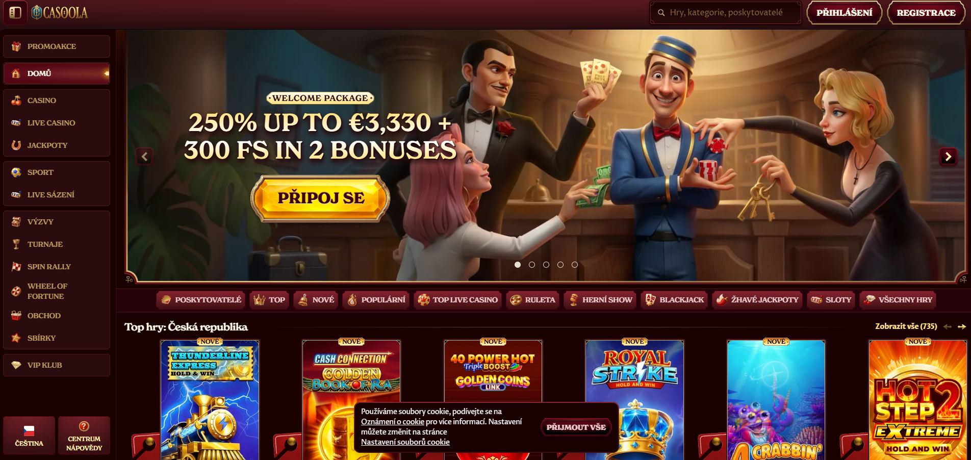 Casoola Casino nabízí 300 roztočení zdarma a bonus 250 % k vašemu prvnímu vkladu