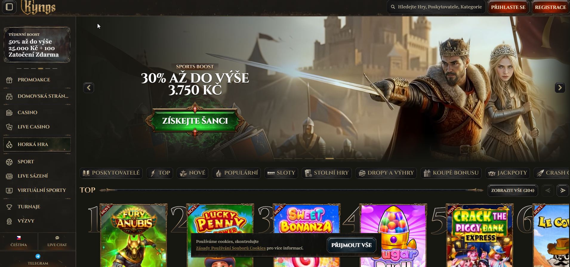 Kyngs dává 30 % pokaždé, když hráč provede nový vklad