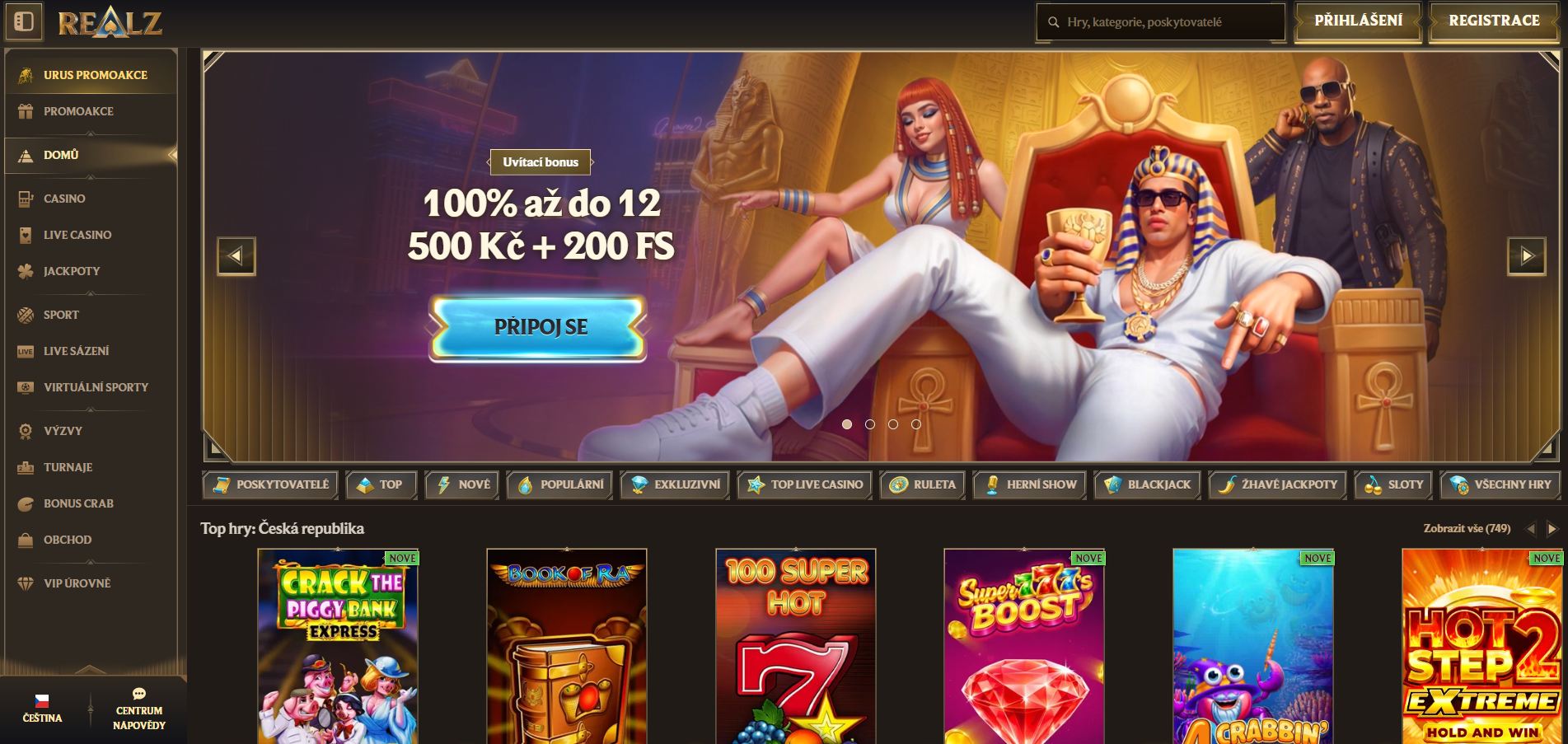 Realz Casino vám umožňuje získat bonusy ke každému vkladu