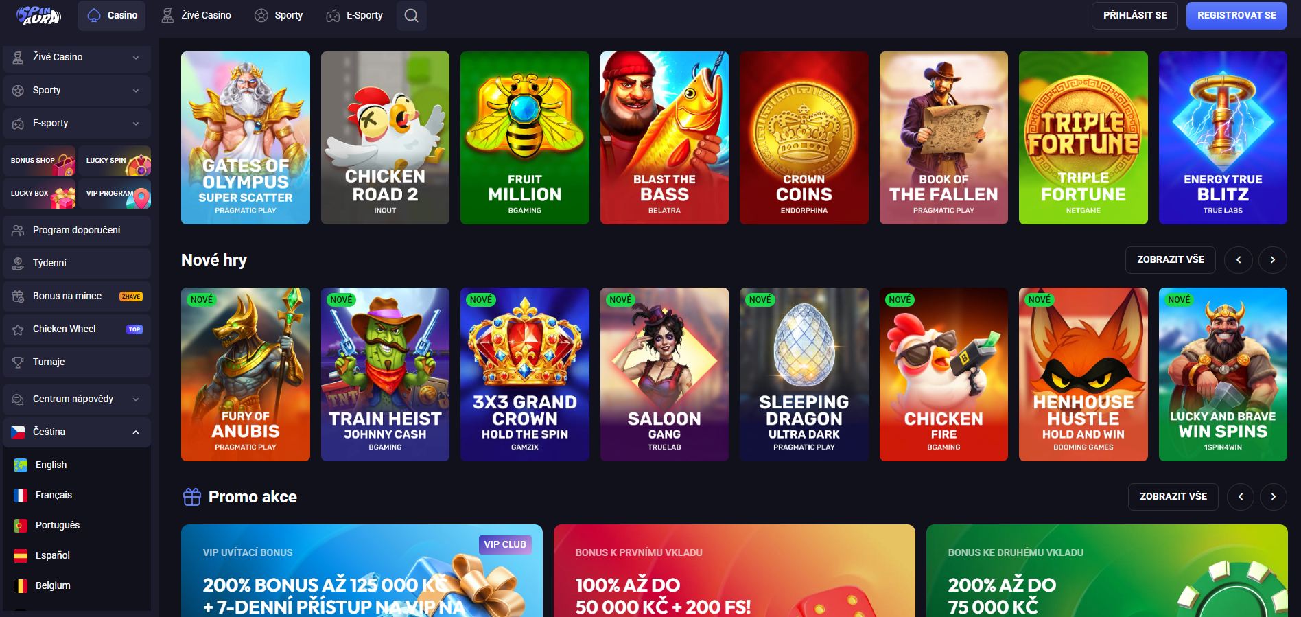 SpinAura je české kasino s licencí a více než 6 000 hazardními hrami